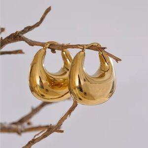 18K Gold Plated Stainless Steel Gold Hoop Earrings